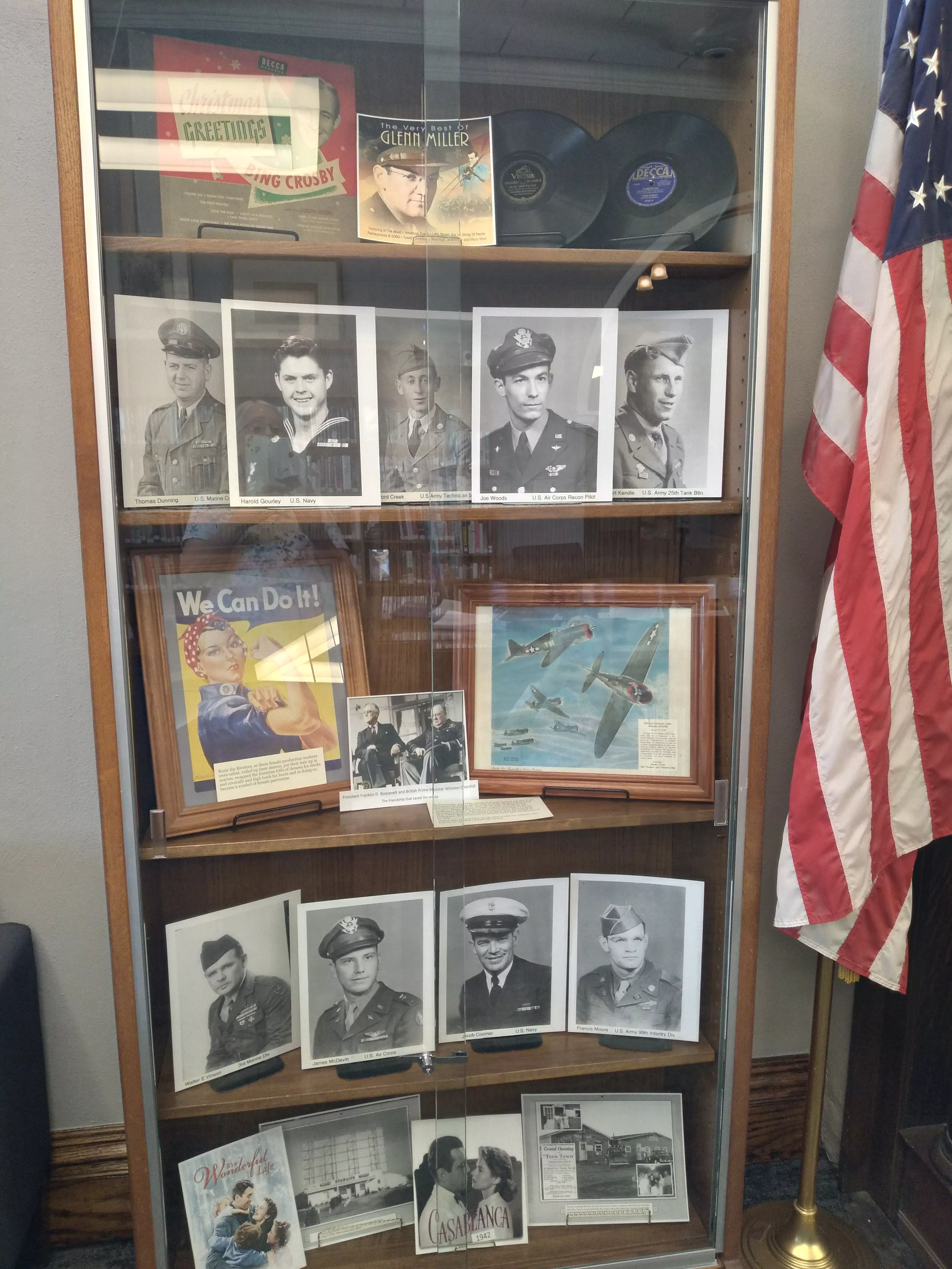 display case with World War 2 items